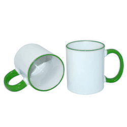 Sublimation 11oz Rim Handle Mug White Green