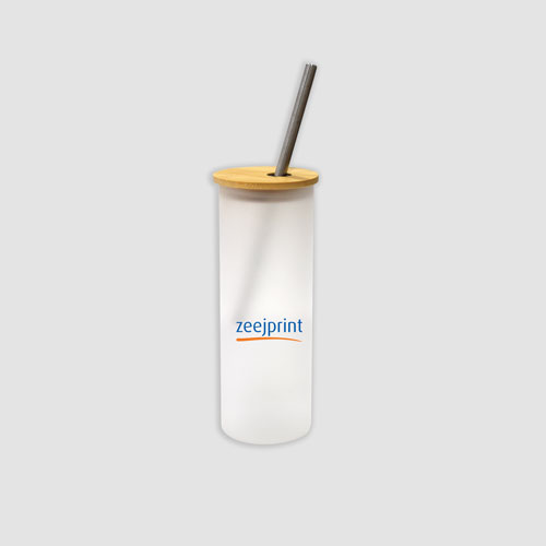 Frosted Glass Skinny Tumbler With Bamboo Lid