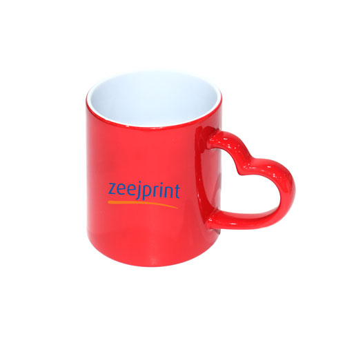 Magic Sublimation Mug With Heart Handle 11oz Red Colour