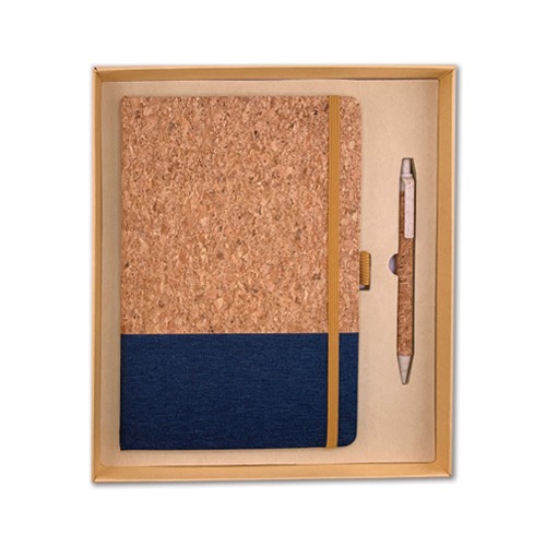 Eco A5 Cork Fabric Hard Cover Notebook and Pen Gift Set GK05
