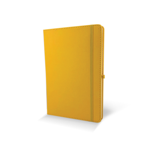 Notebook HK03 A5 PU sewing Yellow With Elastic Band/90 Sheet Ivory Paper